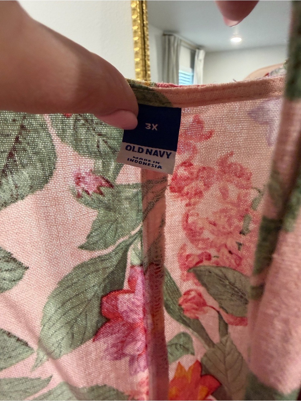 Old Navy Pink Floral Maxi Dress with Green Leaf Print - Picture 4 of 5